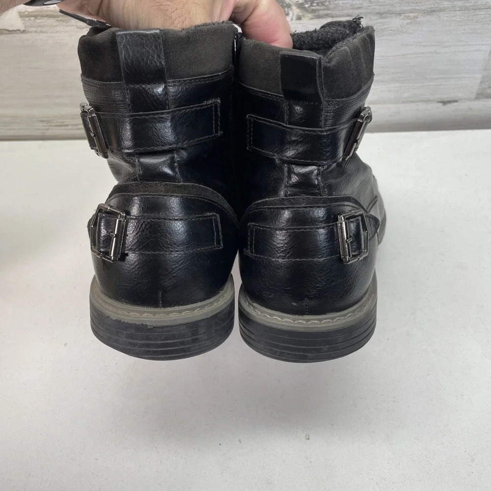 Philly-10 Mens Black Cap Toe Side Zip Combat Boots Size 12 UK 11 EUR 46